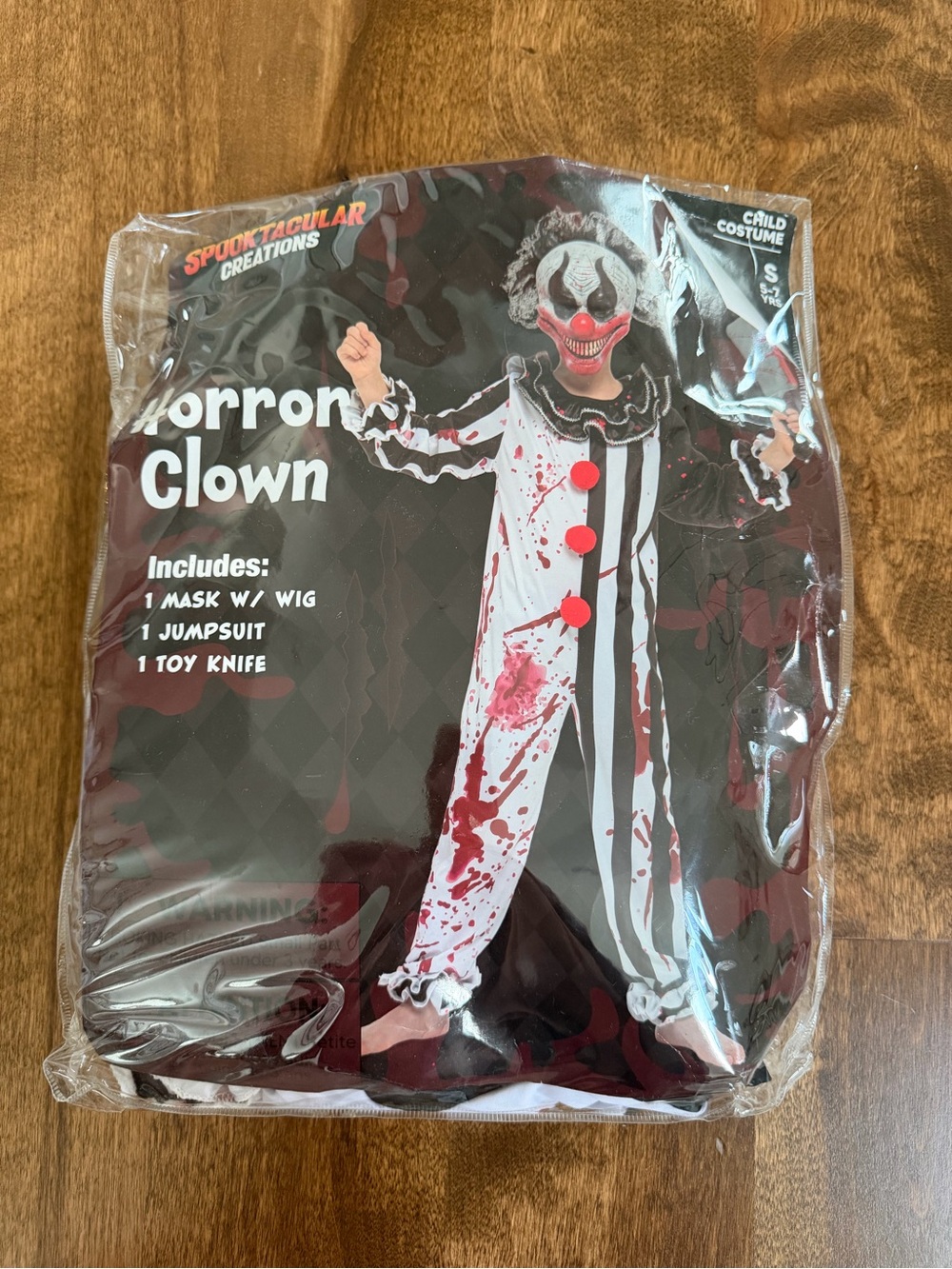 Kids' Scary Clown Halloween Costume - White with Black & Red